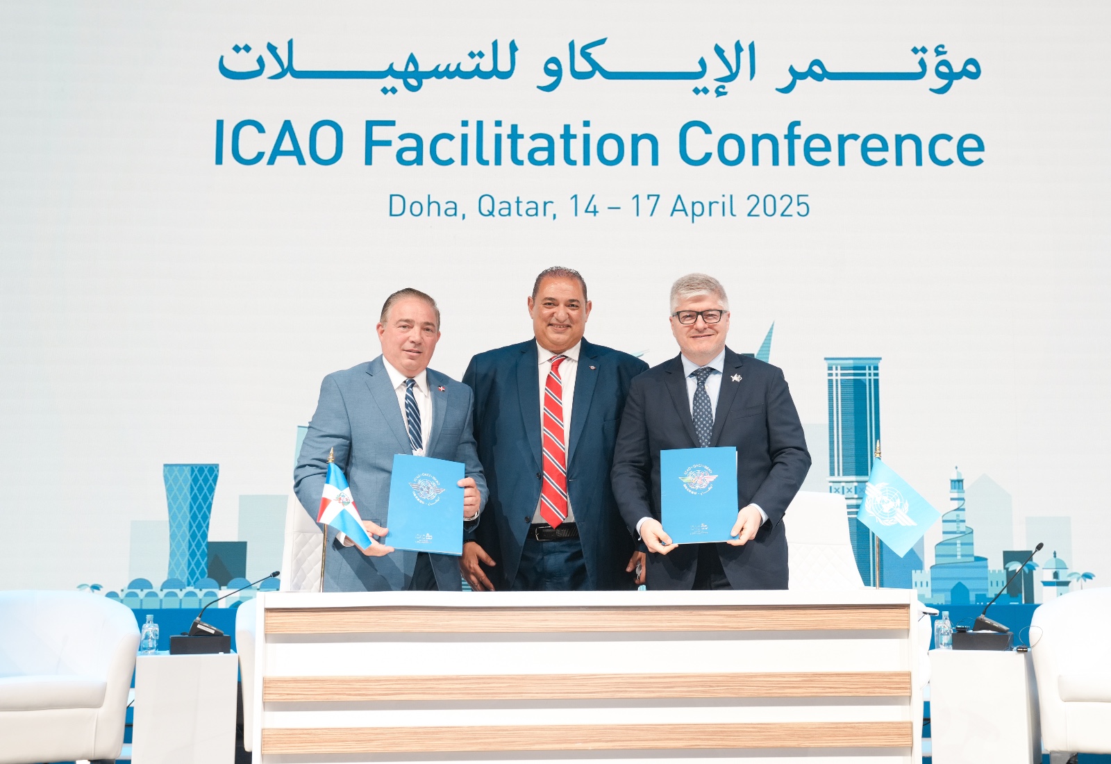 Héctor Porcella, Mohamed Khalifa Rahma y Juan Carlos Salazar